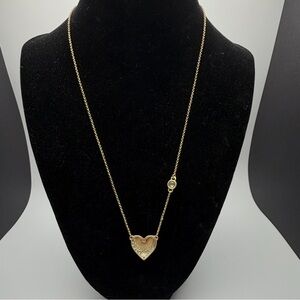 Lia Sophia Matte Gold Heart Pendant Necklace with Crystals